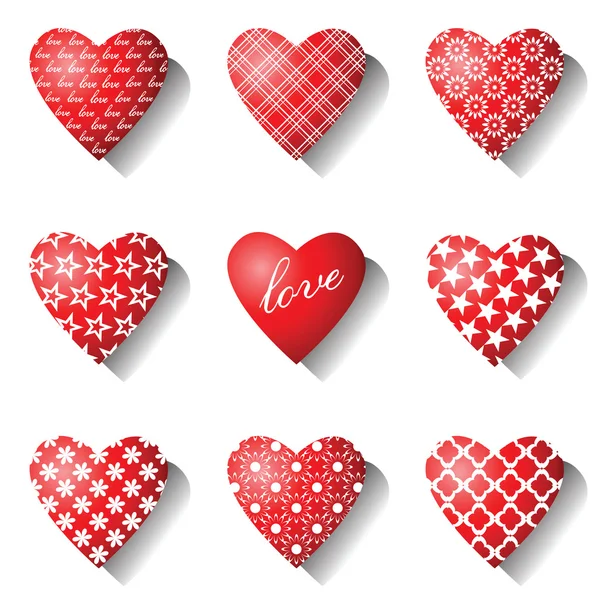 Hart pictogrammen instellen voor Valentijn kaarten. — Stockvector