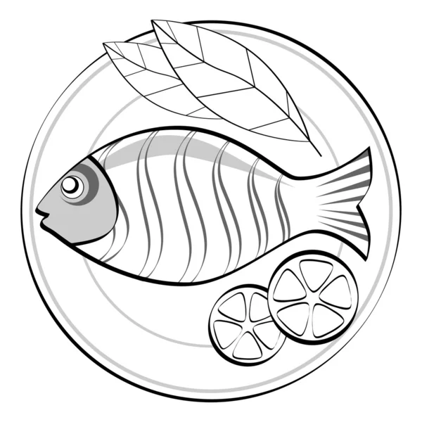 Pescado Plato Ilustración Vectorial — Archivo Imágenes Vectoriales