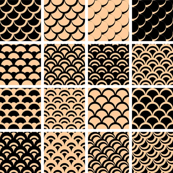 Conjunto de patrones sin costura con textura de "escamas de pescado" . — Vector de stock