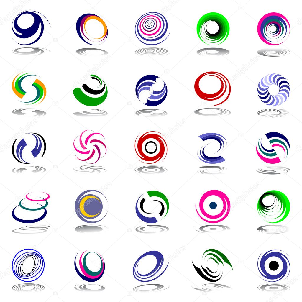 Spiral movement and rotation. Design elements set.