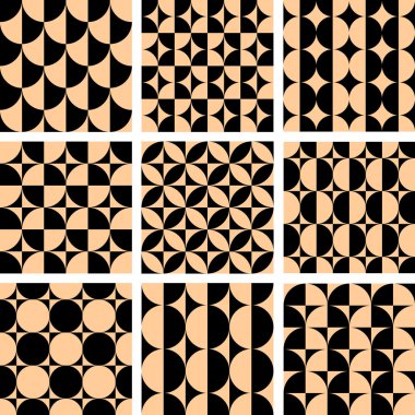 Seamless geometric patterns in op art design. clipart