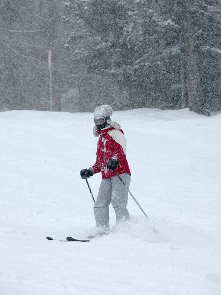 Skier in snow storm