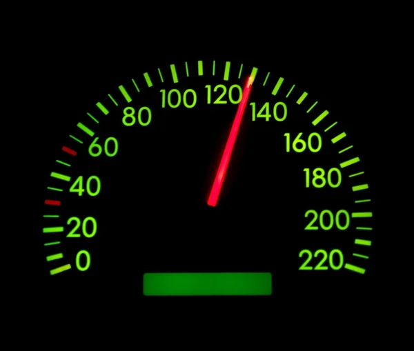 Hastighetsmätaren Visar 130 Glödande Grön — Stockfoto