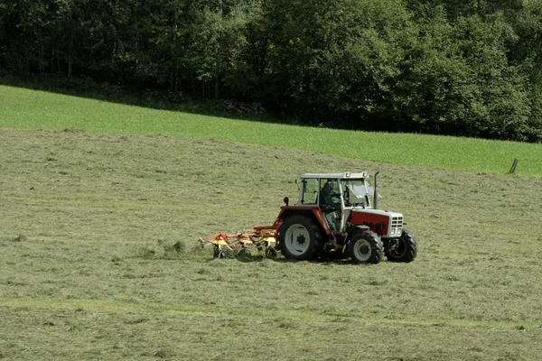 夏季农业领域与拖拉机 — 图库照片