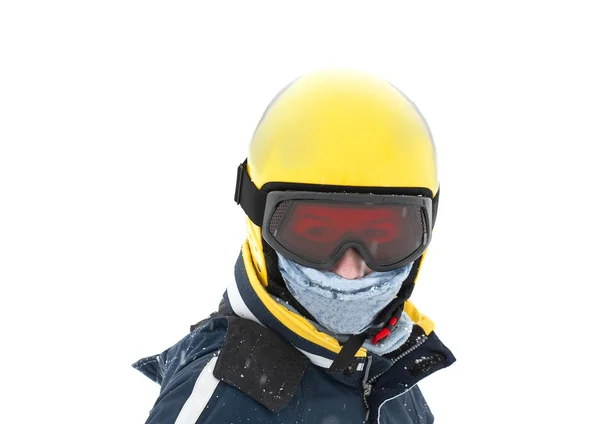 Esquiador no capacete — Fotografia de Stock