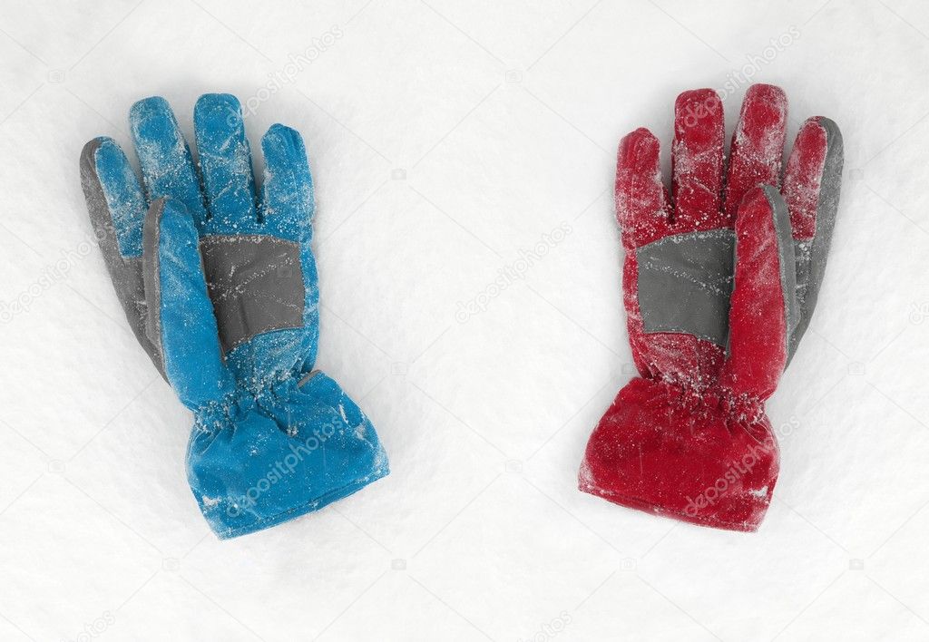 Gloves on snow
