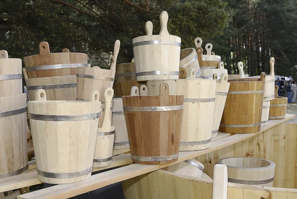 Wooden buckets — Stock Photo, Image