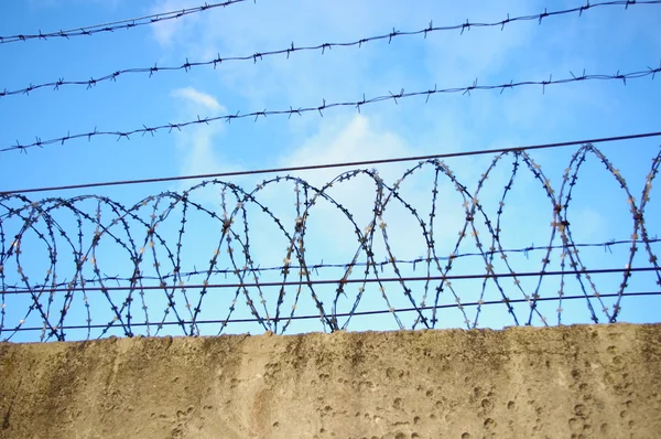 stock image Prison wall on blue sky background