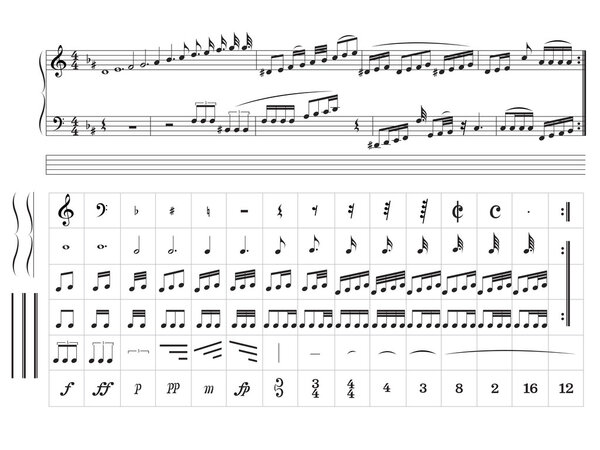 Музыкальные ноты на белом фоне. Вектор
