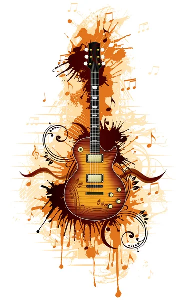 Electric Guitar Abstract Svirl Isolated White Background Vector — Stock Vector