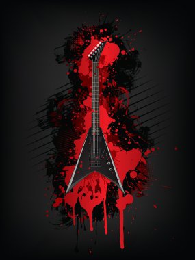 Electric Guitar With Abstract Swirl isolated on Black Background.Vector. clipart