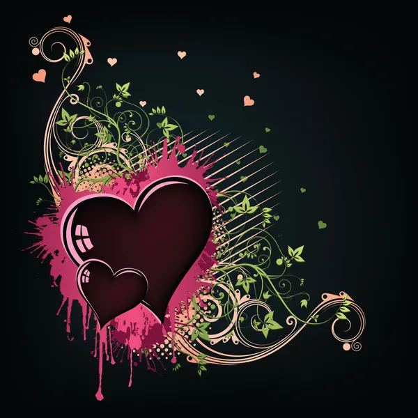 Valentine Day Heart Avec Floral Abstrait Isolé Sur Fond Blanc — Image vectorielle