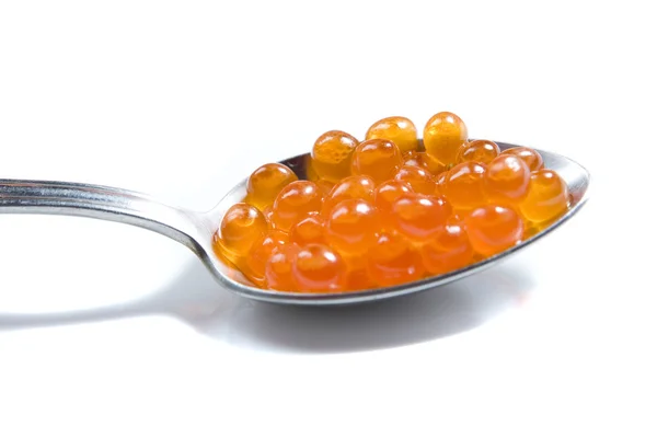 Caviar rojo en cuchara — Foto de Stock