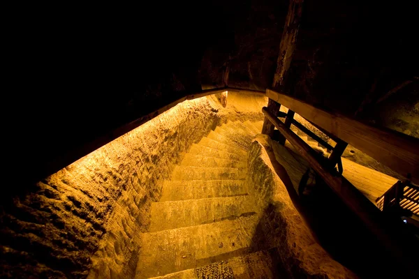 Escalera en Wieliczka mina de sal — Foto de Stock