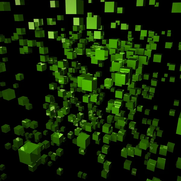 抽象的绿色多维数据集 — 图库照片