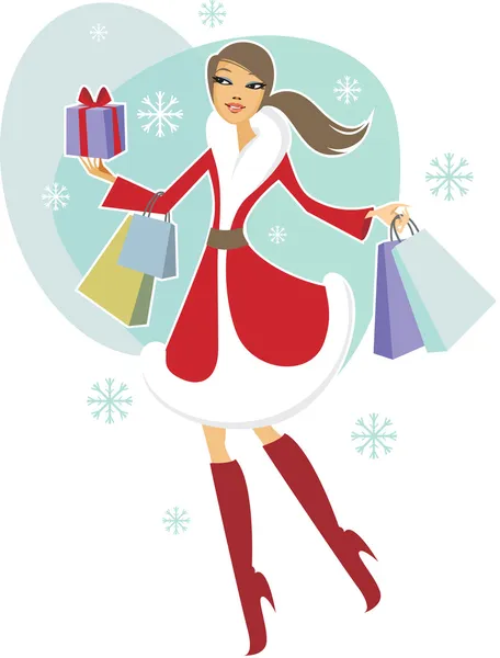 Shopping de Noël — Image vectorielle