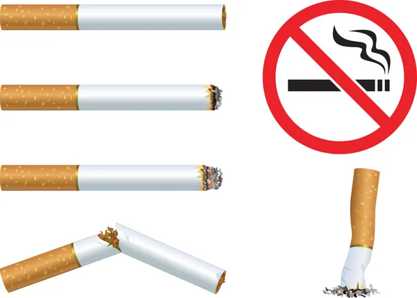 Сигарети та знак "Без куріння" — стоковий вектор