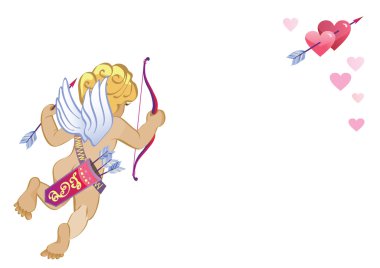 Beautifull cupid and hearts clipart