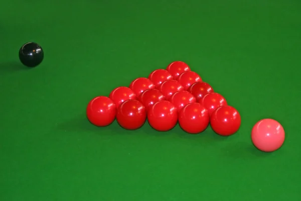 Bolas Snookers Montadas Uma Snooker — Fotografia de Stock