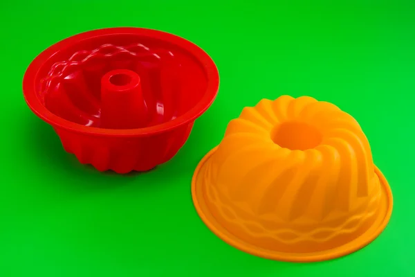 Rode Oranje Silicone Cupcake Schimmel Groen — Stockfoto