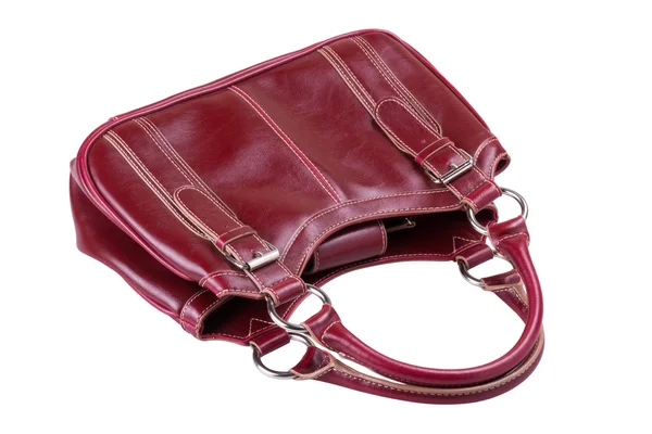 Women burgundy handbag, isolated — Stock Photo, Image