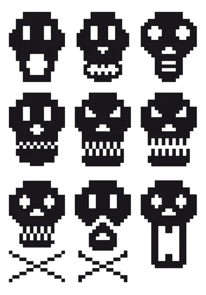 Crânes pixel, vecteur — Image vectorielle