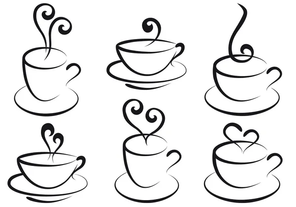 Kávé és tea csészék, vektor — Stock Vector