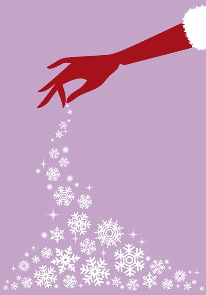 Rote Hand mit Schneeflocken, Vektor — Stockvektor