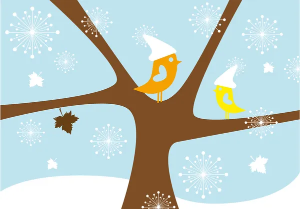 Oiseaux d'hiver, vecteur — Image vectorielle