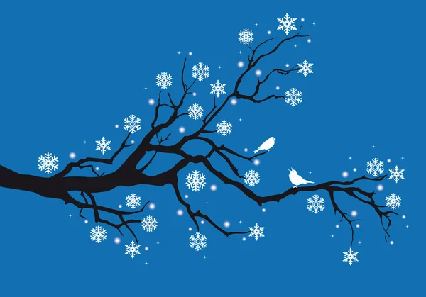 Rama de árbol de invierno, vector — Vector de stock