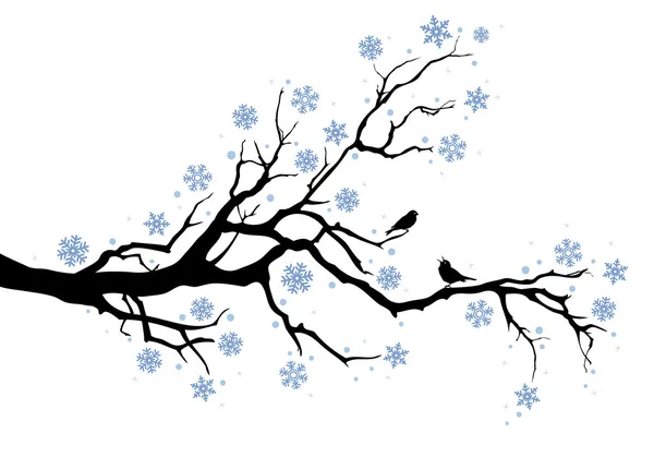 Winter tree branch — Stock Vector