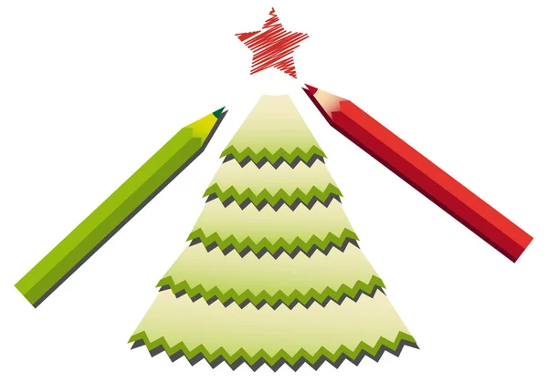 Rasages de crayon arbre de Noël — Image vectorielle