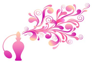 Perfume bottle with floral scent clipart