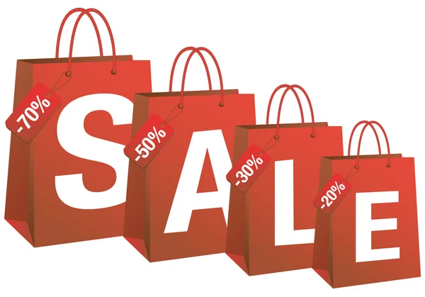 Πώληση με κόκκινο τσάντες αγορών, διάνυσμα — Διανυσματικό Αρχείο