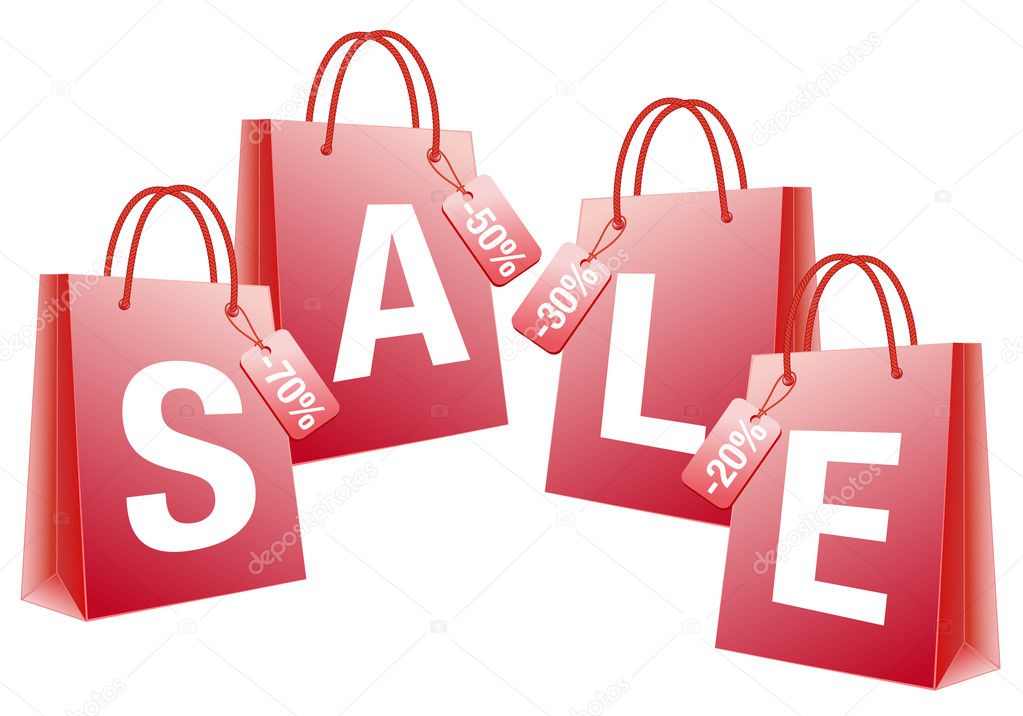 Sale, red shopping bags, vector — Stock Vector © beaubelle #4455354