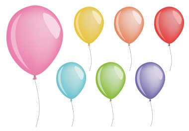 Set of colored party balloons, vector clipart