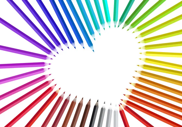 Corazón con lápices de color, vector — Archivo Imágenes Vectoriales