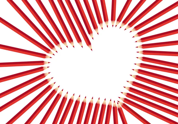 红色的心铅笔 — 图库矢量图片