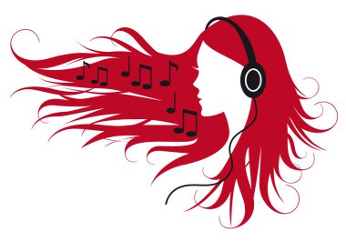 Woman listening music clipart