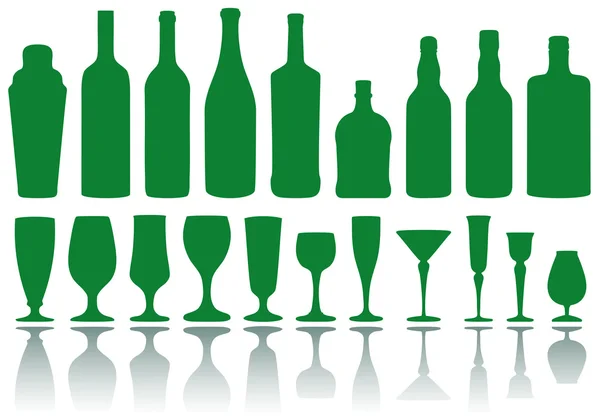 Flessen en glazen, vector — Stockvector