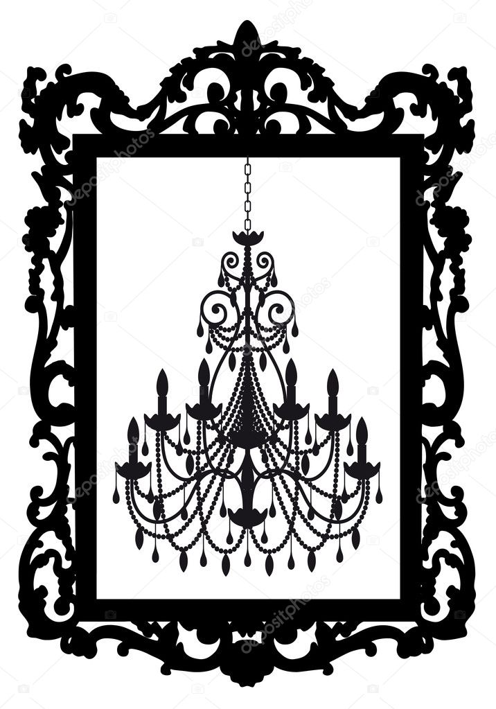 Picture frame with chandelier, vector