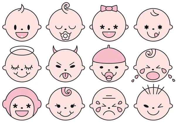 Caras de bebé, vector — Archivo Imágenes Vectoriales