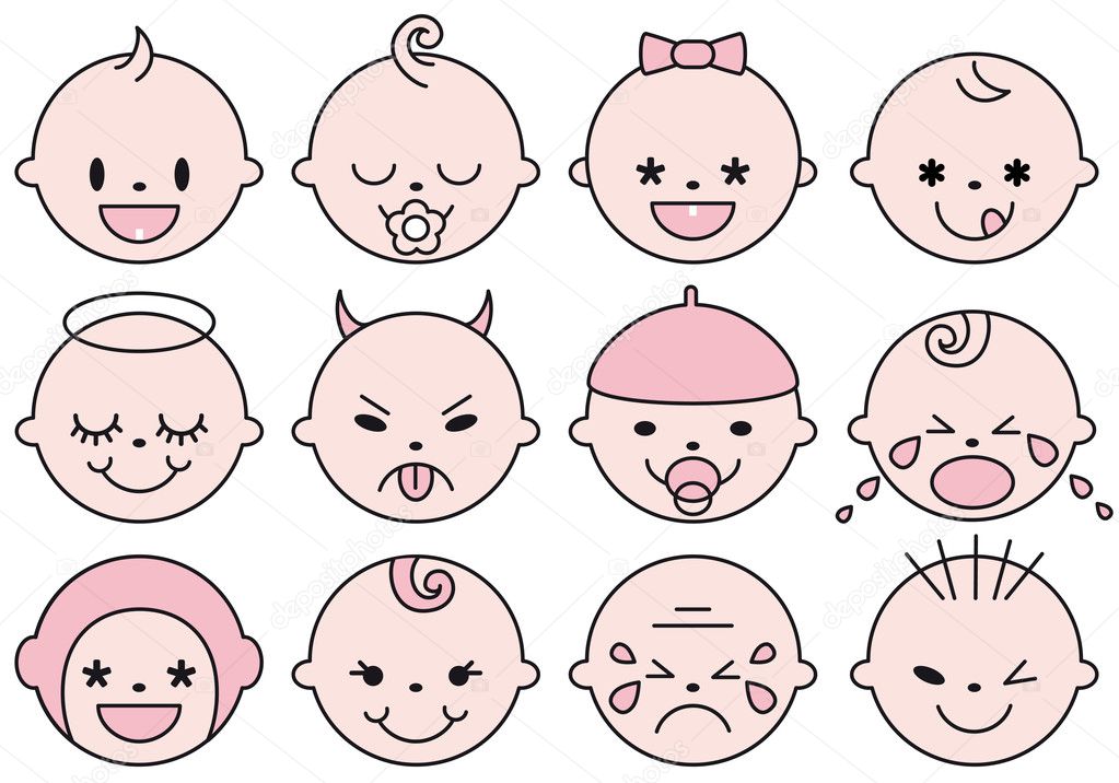 Baby faces, vector