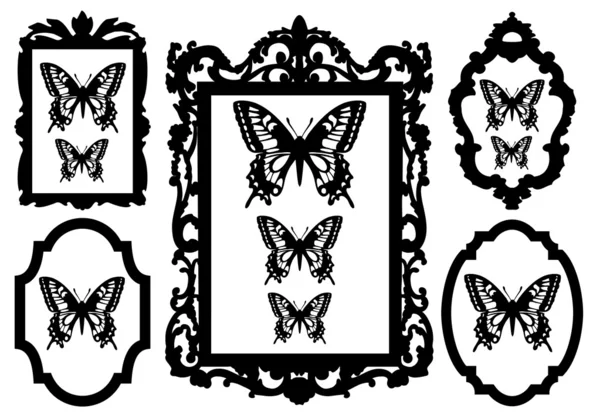 Papillons dans les cadres, vecteur — Image vectorielle