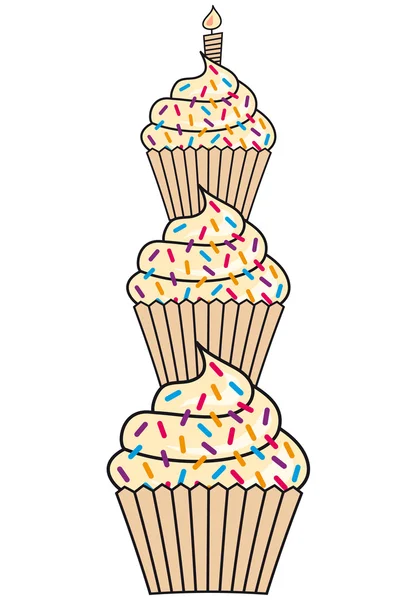 Cupcakes de cumpleaños, vector — Archivo Imágenes Vectoriales