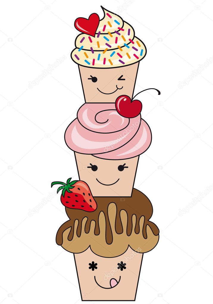 Cute cupcakes, vector Stock Vector Image by ©beaubelle #5369983