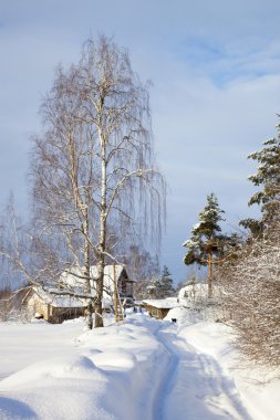 Russian country by winter clipart