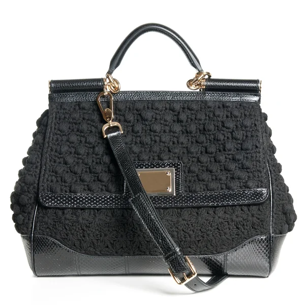 Luxury black female bag isolated on white — Stock Photo, Image
