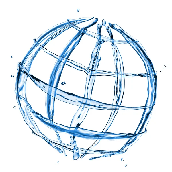 Абстрактный глобус из брызг воды, выделенных на белом — стоковое фото