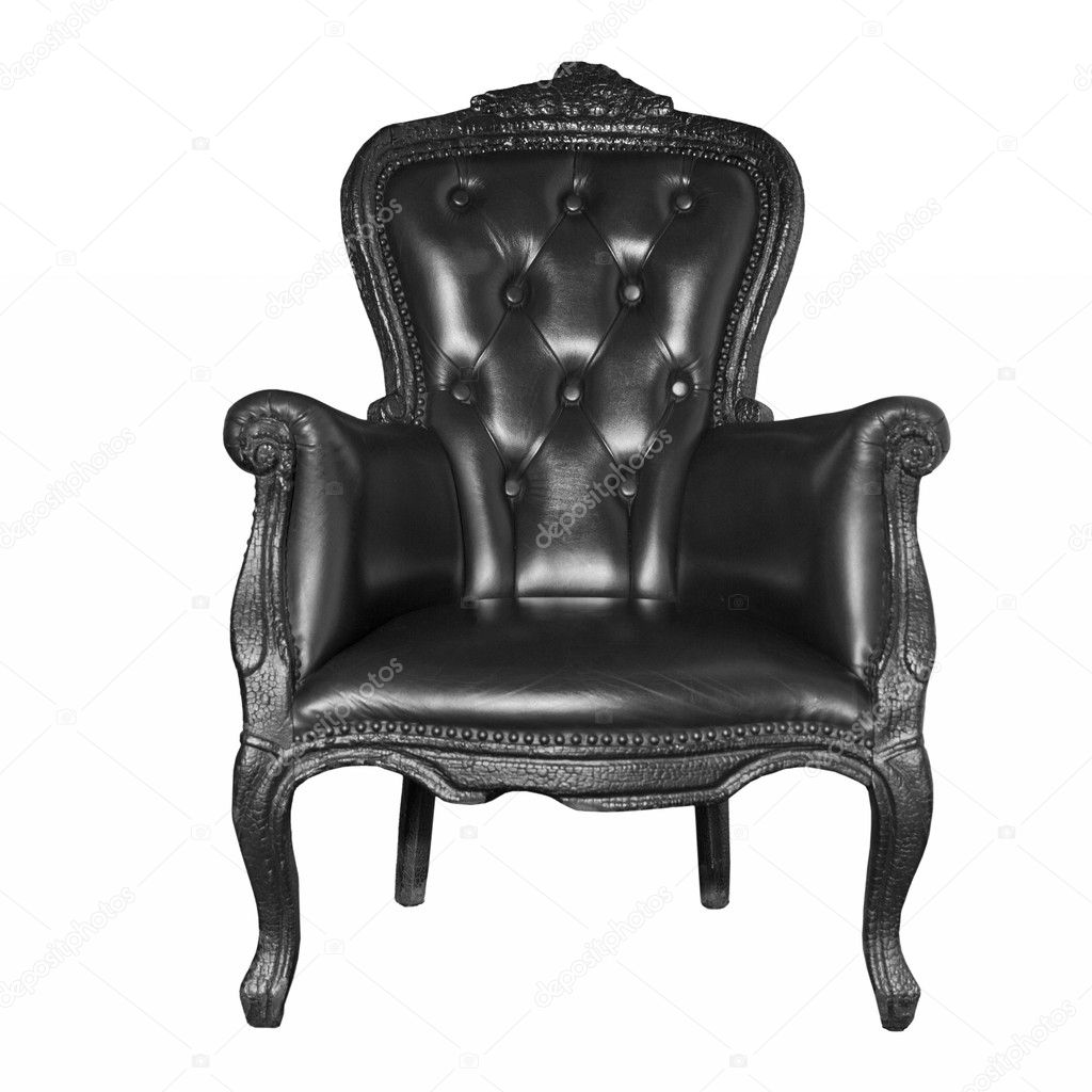 Antique black leather chair isolated on white — Stock Photo © artjazz ...